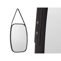 MIROIR RECTANGULAIRE POIGNÉE SIMILI-CUIR NOIR