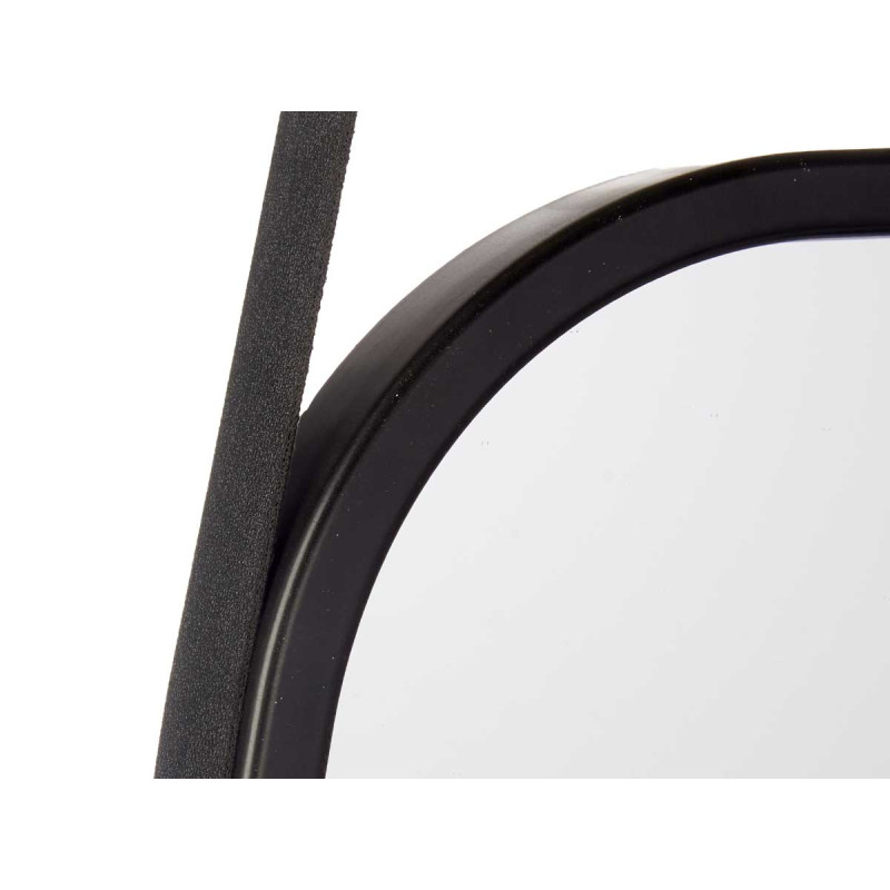MIROIR RECTANGULAIRE POIGNÉE SIMILI-CUIR NOIR
