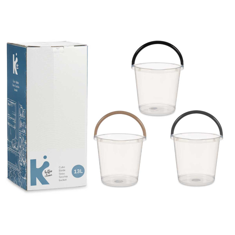 CUBO AGUA TRANSPARENTE 13L CON ASA SURT 3 COL OSC