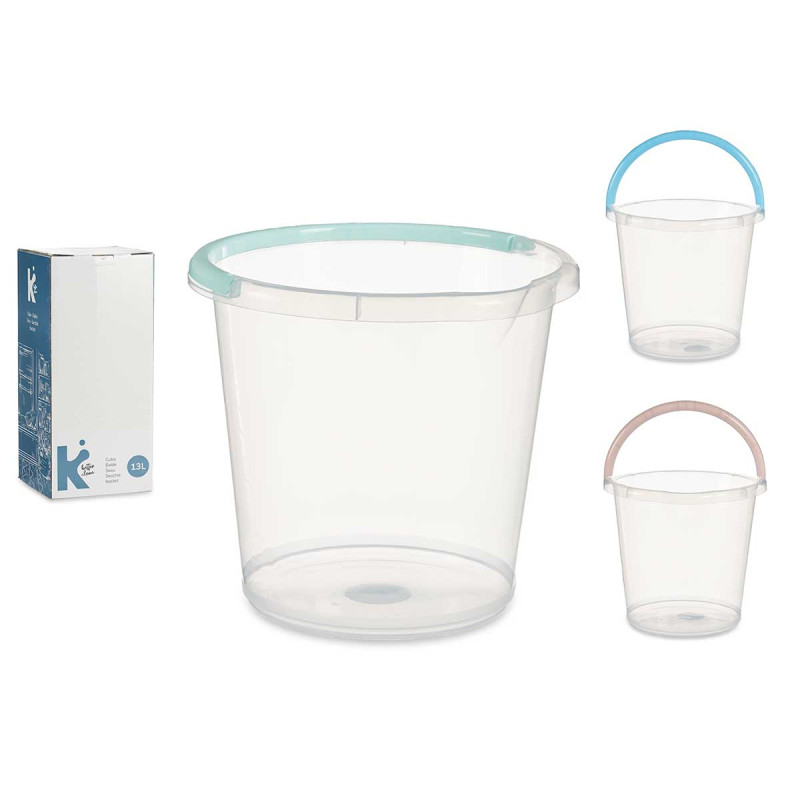 CUBO AGUA TRANSPARENTE 13L CON ASA SURT 3 COL PAST