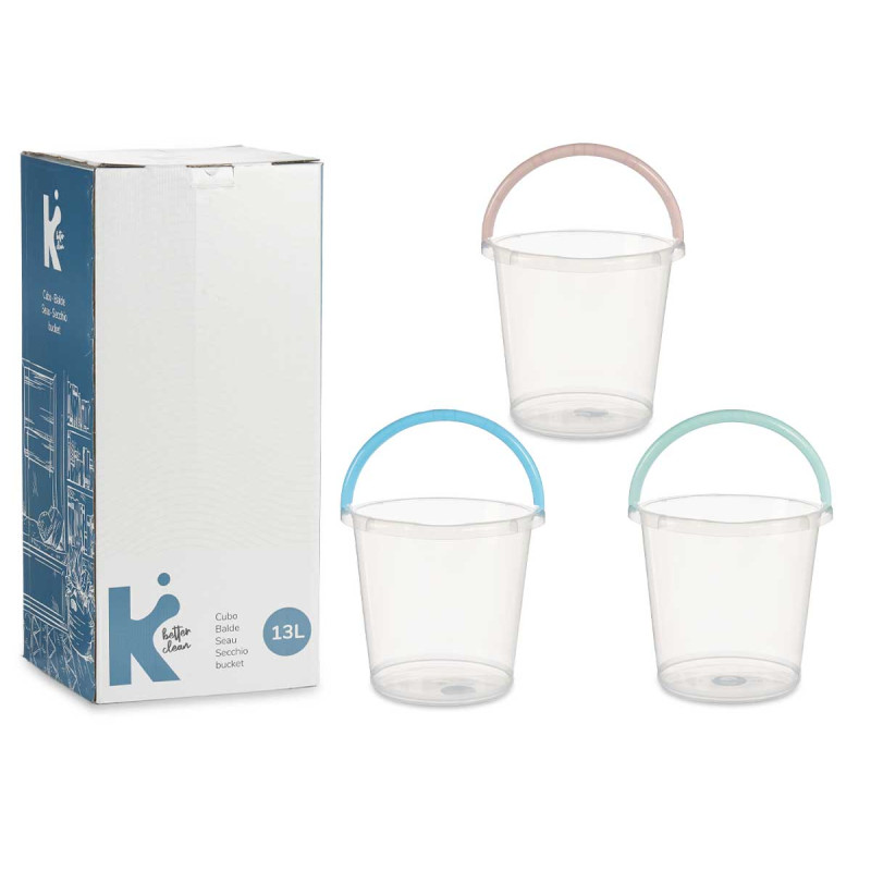 CUBO AGUA TRANSPARENTE 13L CON ASA SURT 3 COL PAST
