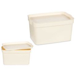 CAIXA PLÁSTICO COM TAMPA 2,3L CREME 