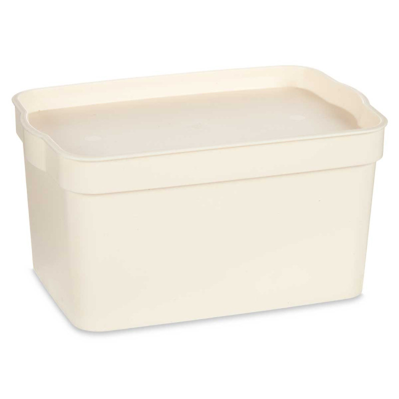 CAIXA PLÁSTICO COM TAMPA 2,3L CREME 