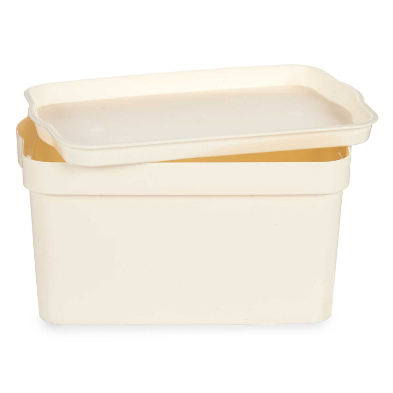 CAIXA PLÁSTICO COM TAMPA 2,3L CREME 