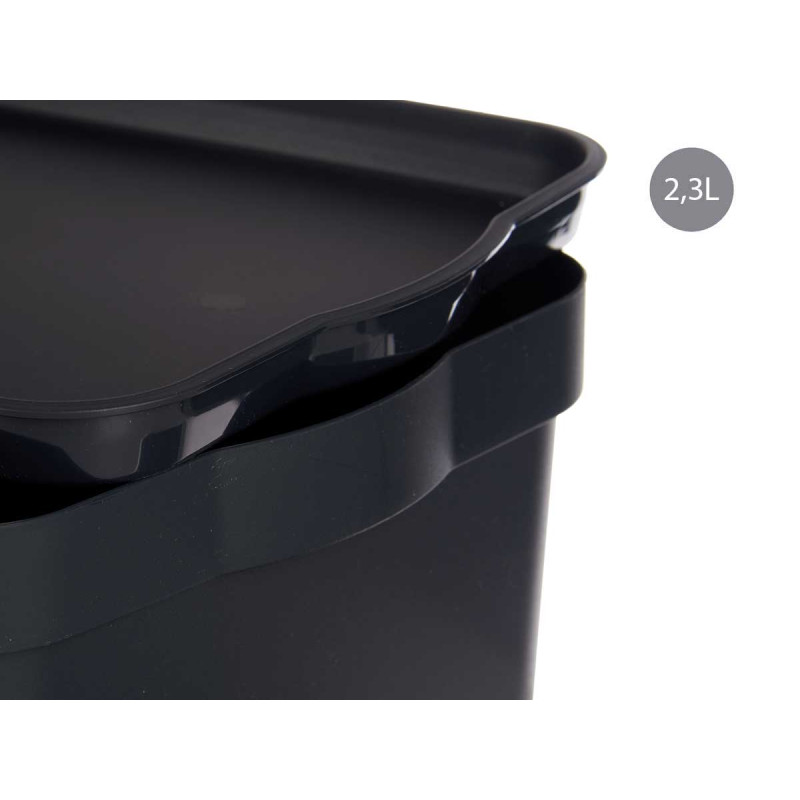 CAIXA PLÁSTICO COM TAMPA 6L ANTRACITE 