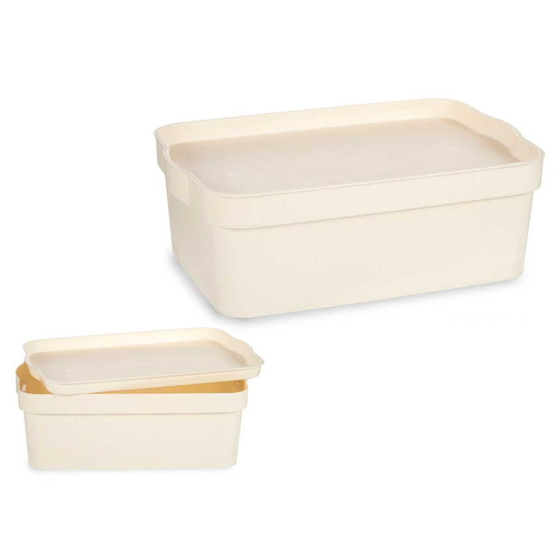 CAIXA PLÁSTICO COM TAMPA 6L CREME 