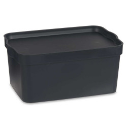 ANTHRACITE PLASTIC STORAGE BOX WITH COVER 7.5L