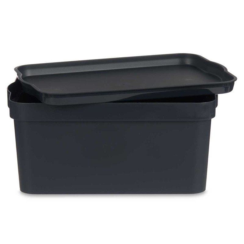 CAIXA PLÁSTICO COM TAMPA 7,5L ANTRACITE 