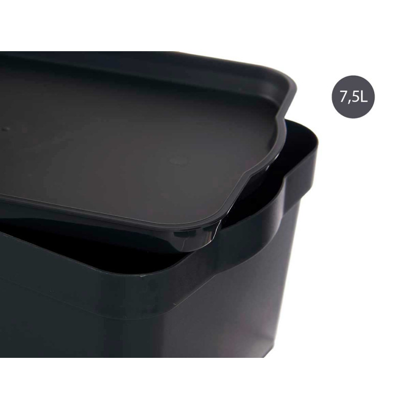 CAIXA PLÁSTICO COM TAMPA 7,5L ANTRACITE 