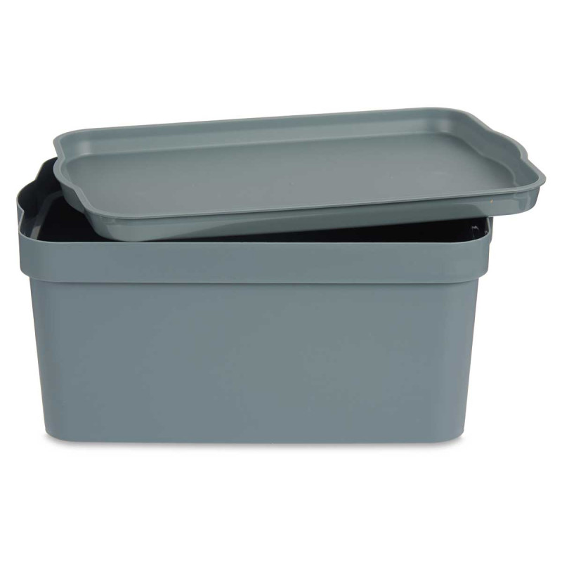 CAIXA PLÁSTICO COM TAMPA 7,5L CINZENTA 