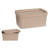 BEIGE PLASTIC STORAGE BOX WITH COVER 7.5L