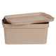 BEIGE PLASTIC STORAGE BOX WITH COVER 7.5L