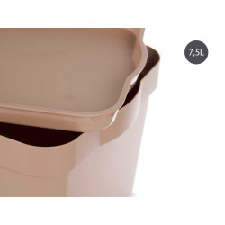 CAIXA PLÁSTICO COM TAMPA 7,5L BEGE 