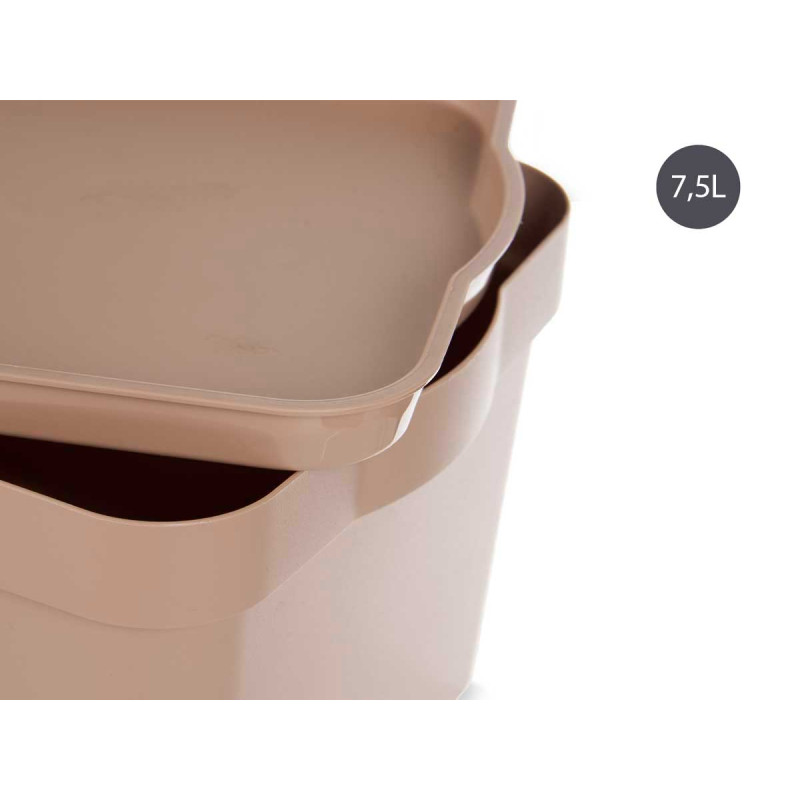 CAIXA PLÁSTICO COM TAMPA 7,5L BEGE 