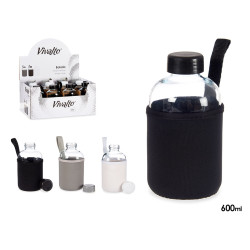 GARRAFA VIDRO NEOPRENE 600ML 3 PZS SORT COR OSC 