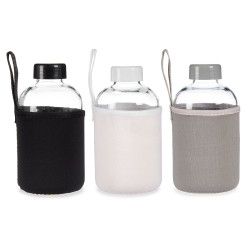 GARRAFA VIDRO NEOPRENE 600ML 3 PZS SORT COR OSC 