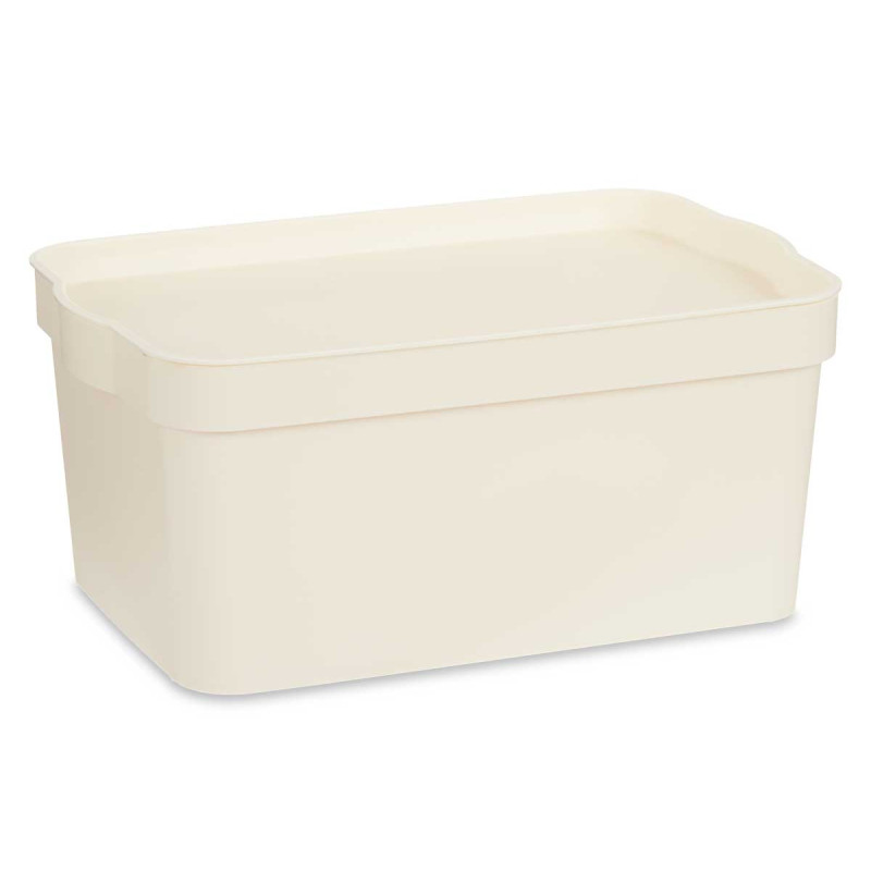 CAIXA PLÁSTICO COM TAMPA 7,5L CREME 