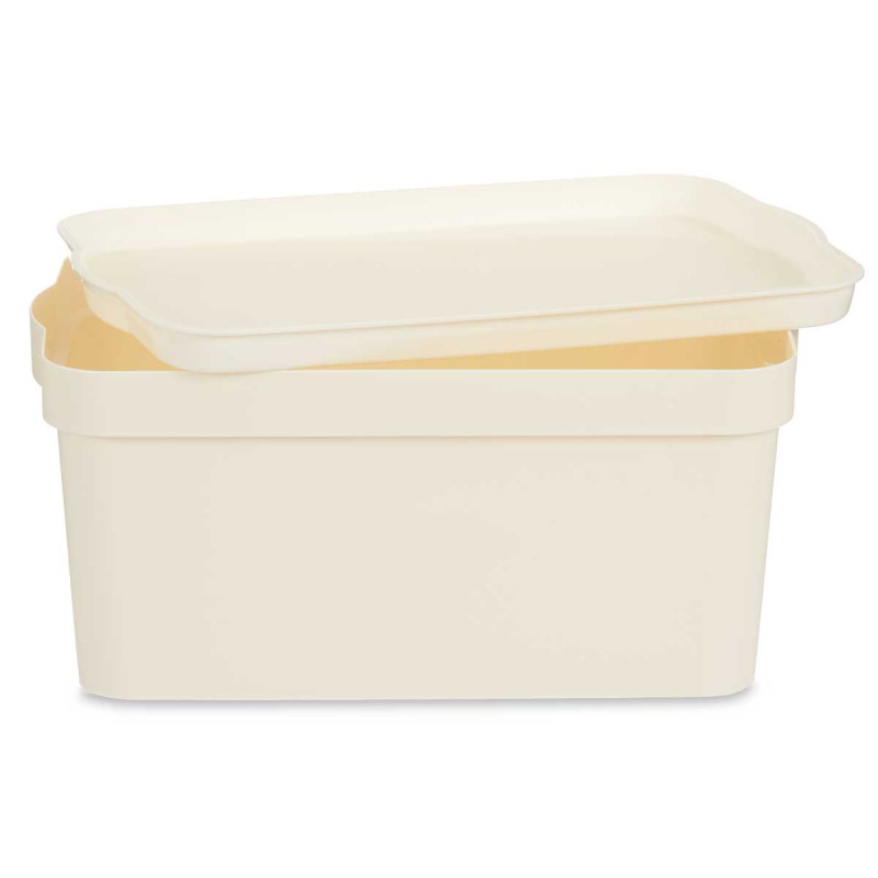 CAIXA PLÁSTICO COM TAMPA 7,5L CREME 