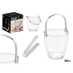 ICE BUCKET 800ML WITH HANDLE AND METAL TONGS 