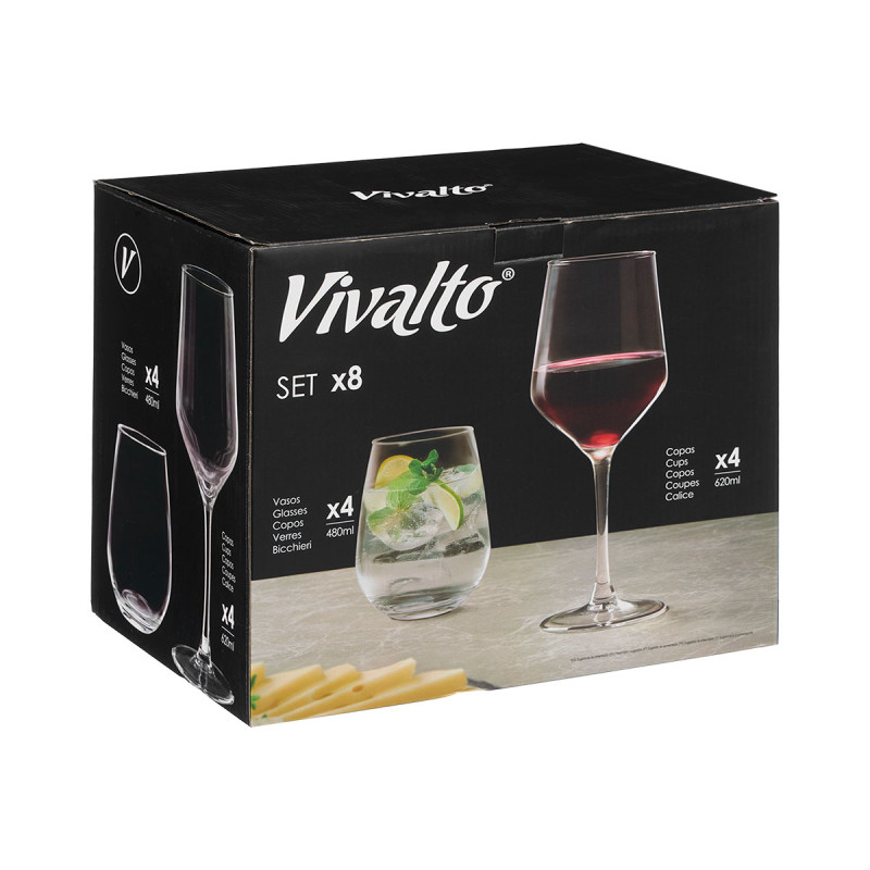 SET 8 PIÈCES VERRE 480ML TASSE 620ML