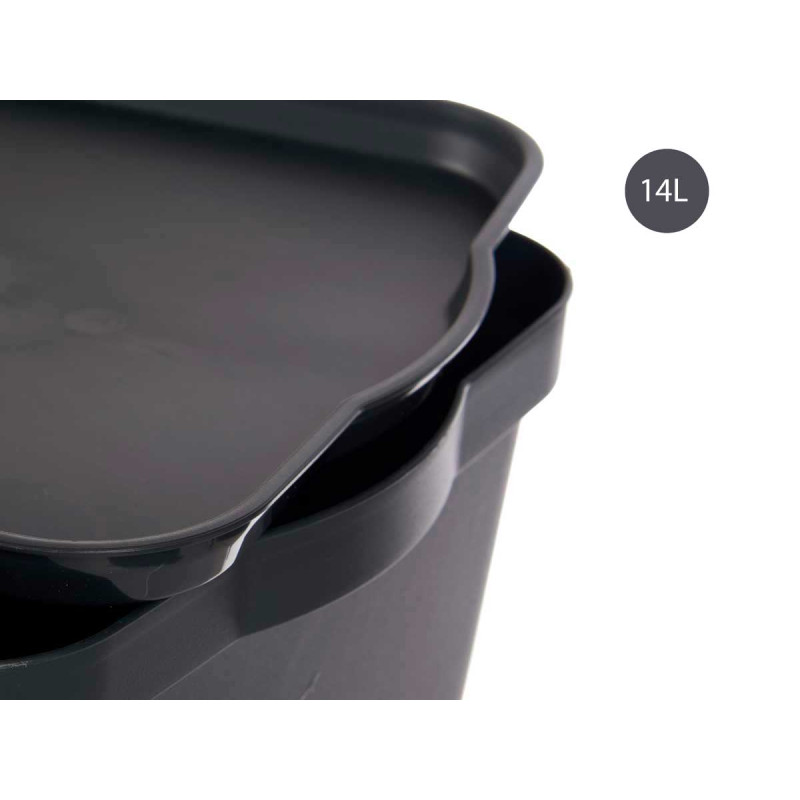CAIXA PLÁSTICO COM TAMPA 14L ANTRACITE 