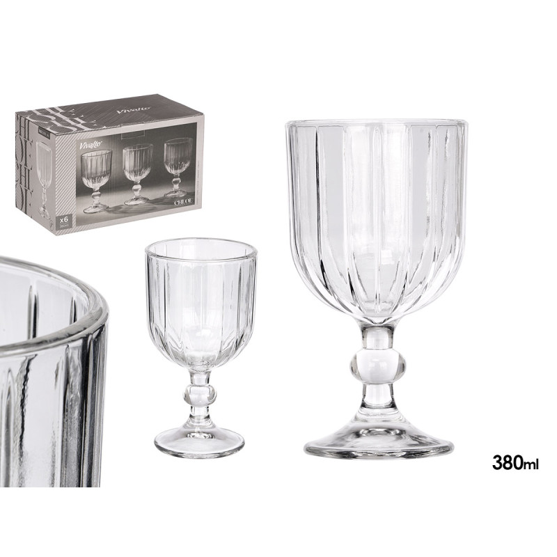 COPA VINO RAYAS 380ML TRANSPARENTE