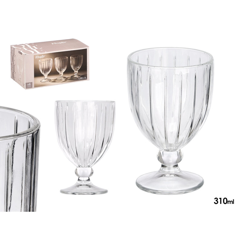 COPA VINO RAYAS 310ML TRANSPARENTE