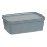 GREY PLASTIC STORAGE BOX WITH COVER 24L