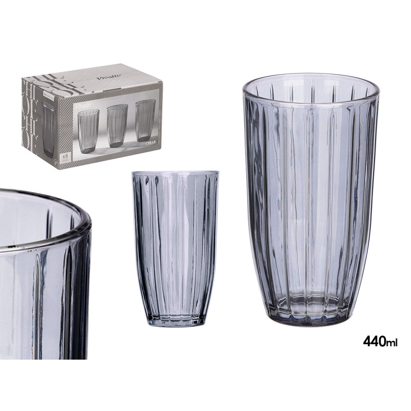 VASO ALTO RAYAS 440ML HUMO