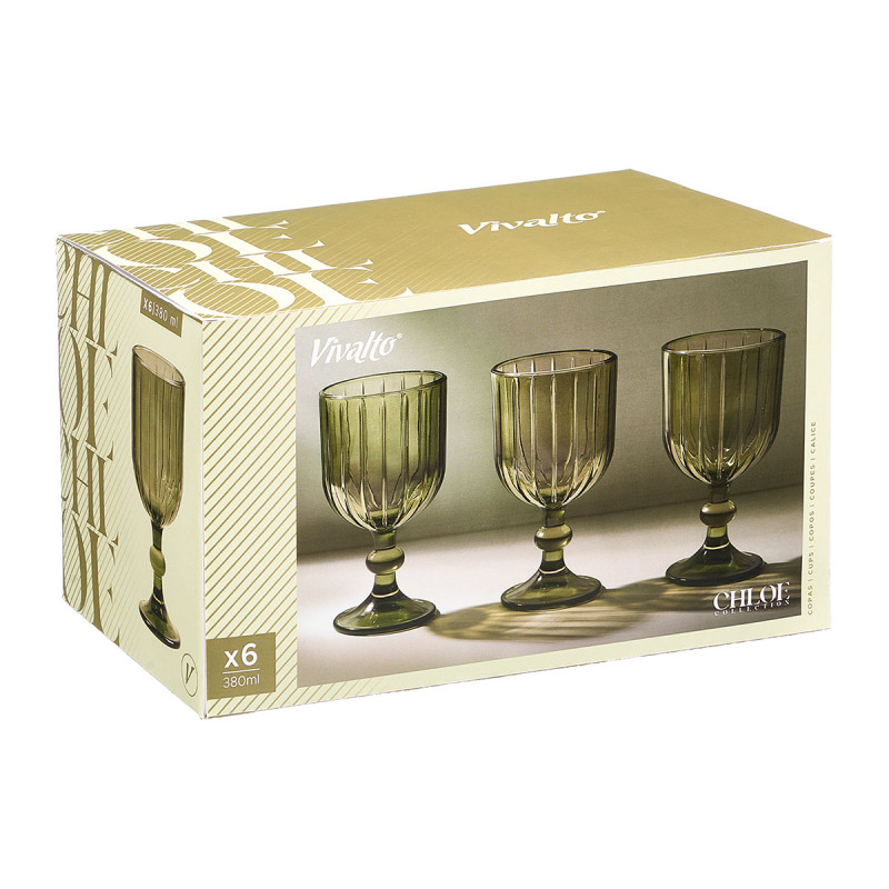 COPA VINO RAYAS 380ML VERDE
