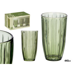 VERRE HAUT RAYURES 440ML VERT
