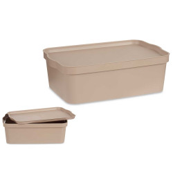 BOITE PLASTIQUE AVEC COUVERCLE 14L BEIGE