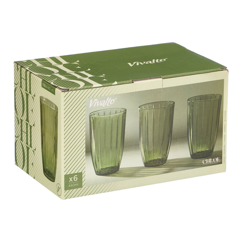 VASO ALTO RAYAS 440ML VERDE