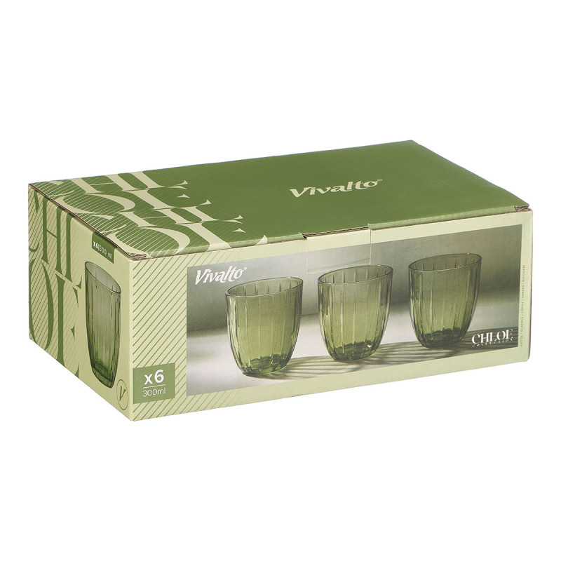 VERRE À EAU  RAYURES 330ML VERT