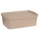BEIGE PLASTIC STORAGE BOX WITH COVER 14L