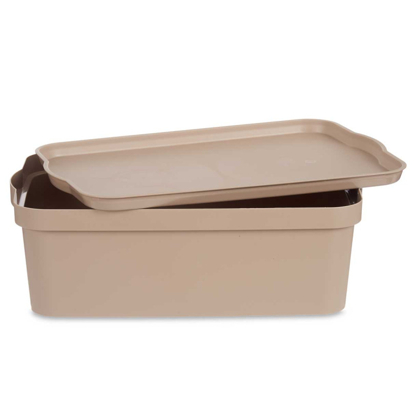 BOITE PLASTIQUE AVEC COUVERCLE 14L BEIGE