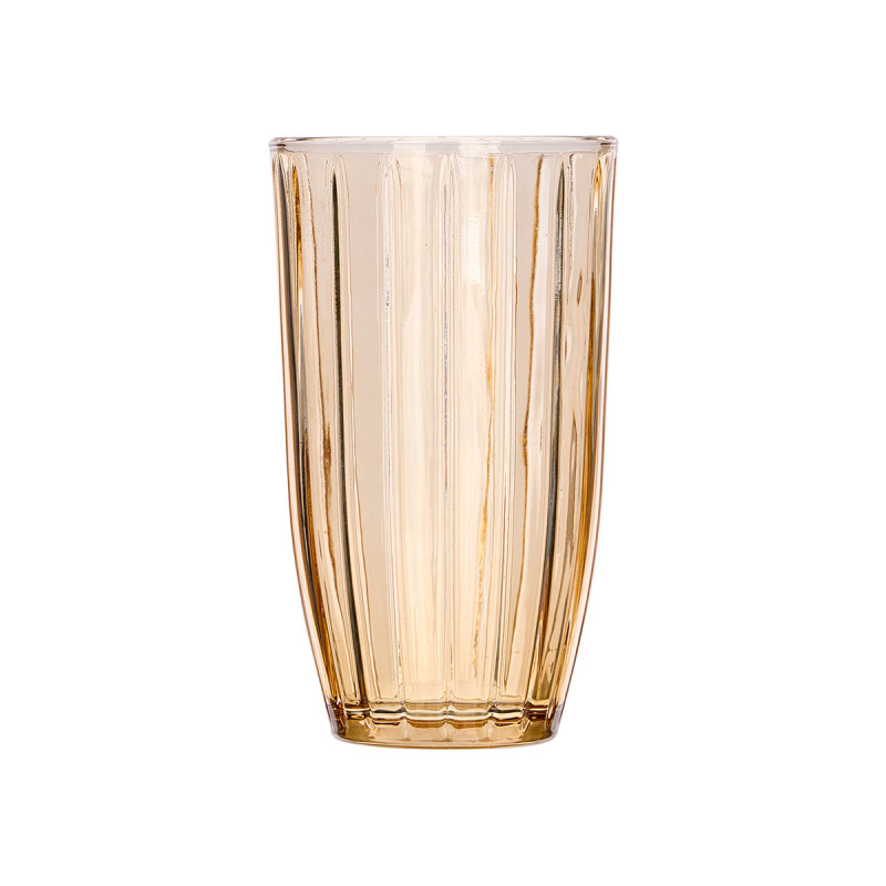440ML AMBER STRIPED TALL GLASS