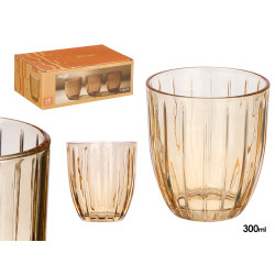 BICCHIERE ACQUA RIGHE 330ML AMBRA