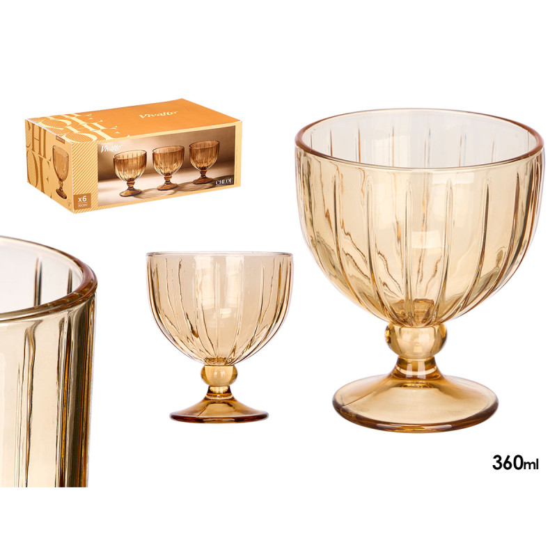 COUPE GLACE RAYURES 350ML AMBRE