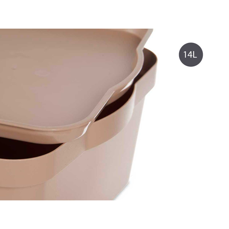 BOITE PLASTIQUE AVEC COUVERCLE 14L BEIGE