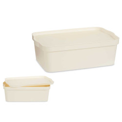 CAIXA PLÁSTICO COM TAMPA 14L CREME 