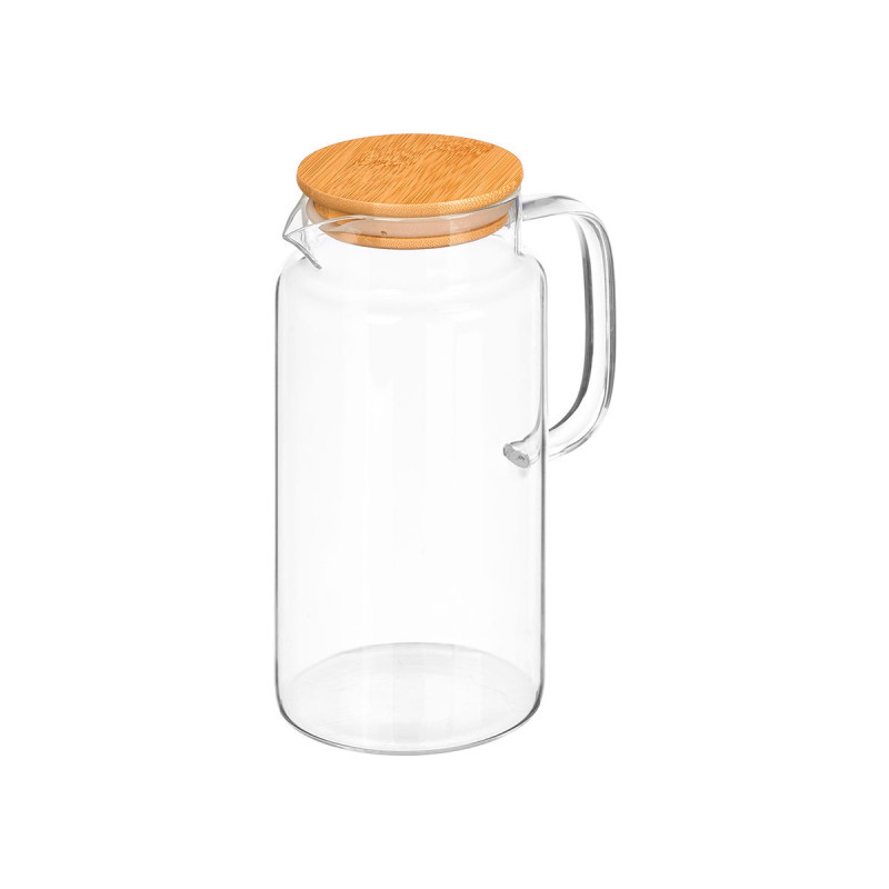 BROCCA ROTONDA BOROSILICATO COPERCHIO BAMBU 1,2L.