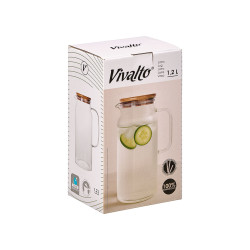 PICHET ROND BOROSILICATE COUVERCLE BAMBOU 1,2L. VE