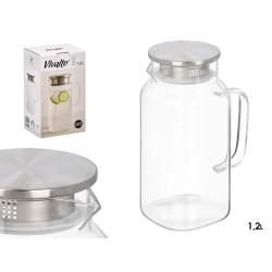 BROCCA ROTONDA BOROSILICATO COPERCHIO ACCIAIO 1,2L