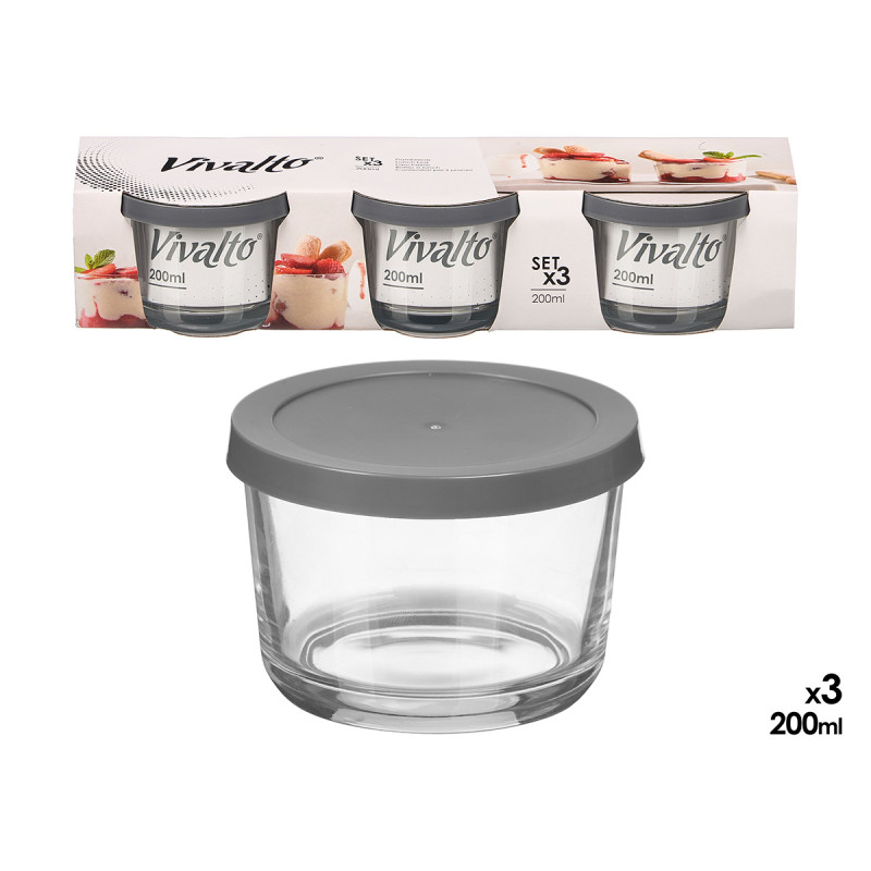 SET 3 CONTENITORI IL PRANZO ROTONDI GRIGI