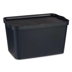 ANTHRACITE PLASTIC STORAGE BOX WITH COVER 24L