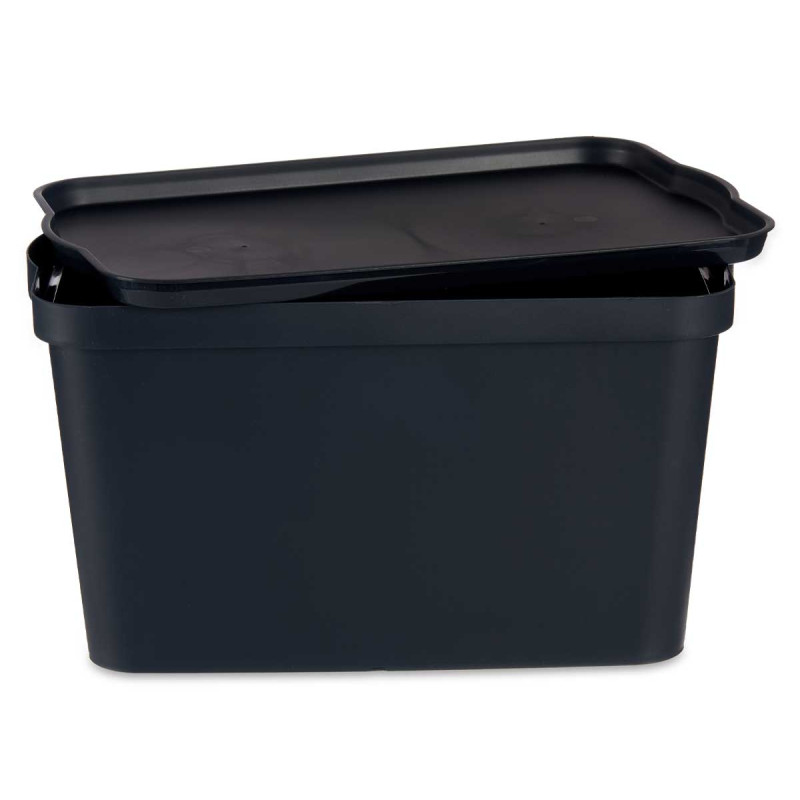 ANTHRACITE PLASTIC STORAGE BOX WITH COVER 24L