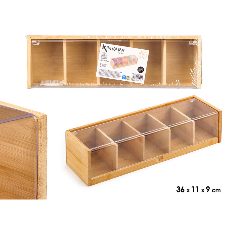 5 COMPARTMENT BAMBOO BOX