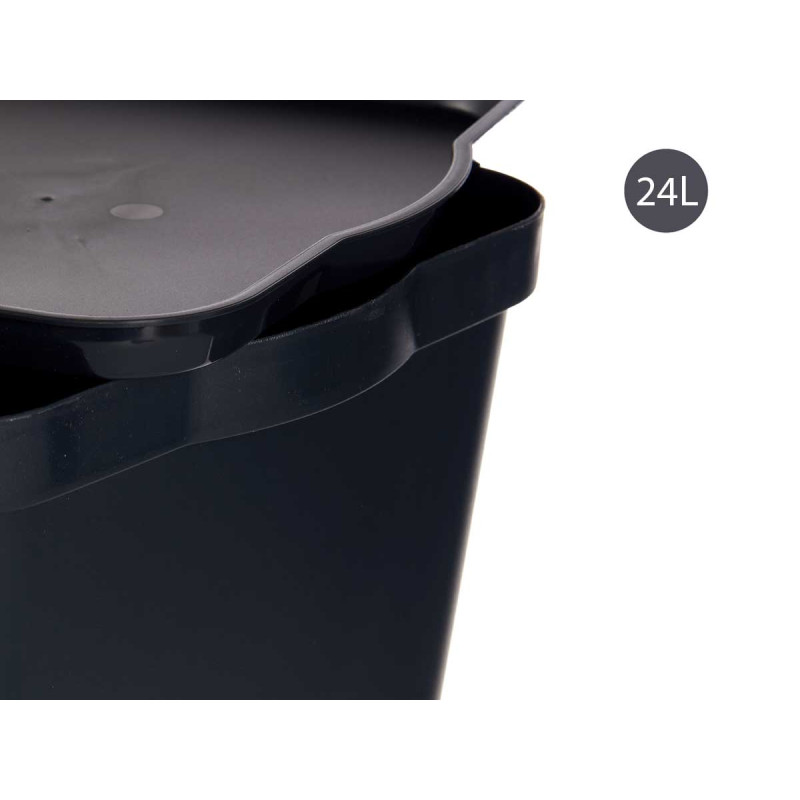 CAIXA PLÁSTICO COM TAMPA 24L ANTRACITE 