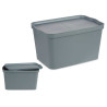 GREY PLASTIC STORAGE BOX WITH COVER 24L